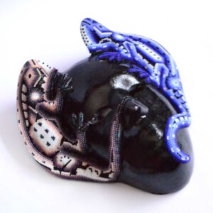 Maske mit Leguanen – Huichol-Kunst