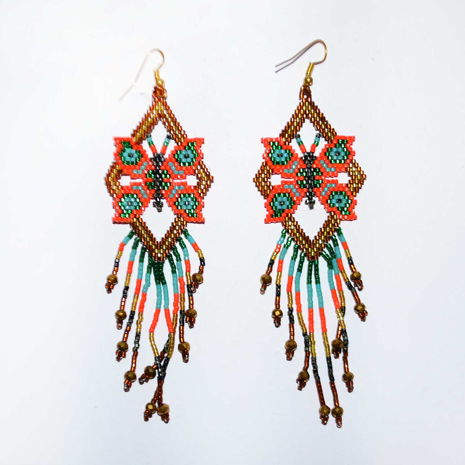 Brincos Huichol de microchaquira | Huichol