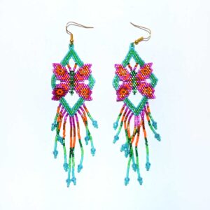 Huichol-Ohrringe aus Mikrochaquira | Huichol