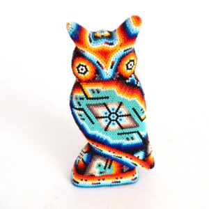 Owl intervened with Huichol art
