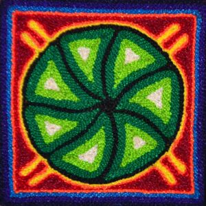 Tableau peigné d'art Huichol
