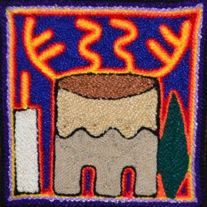 Tableau peigné d'art Huichol