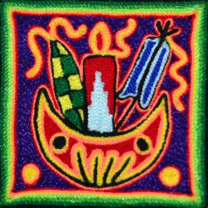 Tábua de lã de Huichol art