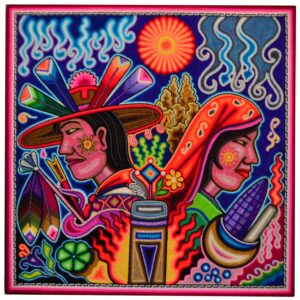 Tabla de arte huichol