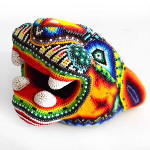 Arte Huichol cabeça de jaguar