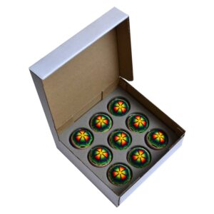 Set of 9 spheres with Huichol art
