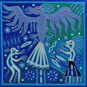 Tabla de estambre de arte huichol