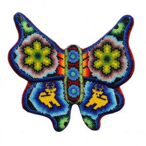 Schmetterling, verziert mit Huichol-Kunst