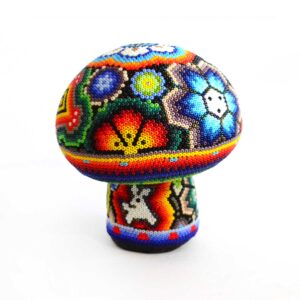 Pilz verziert mit Huichol-Kunst