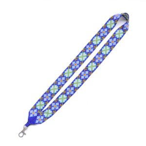 Handgefertigter Perlen-Ausweishalter | Design in Huichol-Blau und Grün